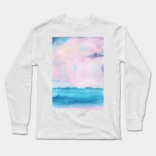 Watercolor landscape sky clouds Long Sleeve T-Shirt